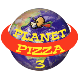 Planet Pizza 3 logo.